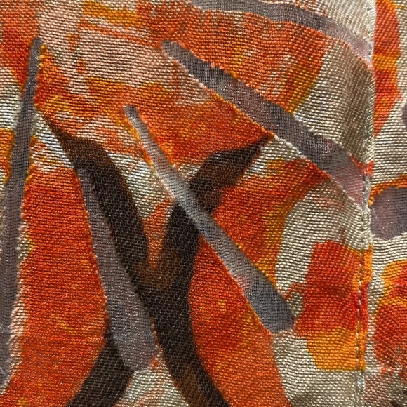 Ruby Rd. Orange Abstract Button Down Top Size 14 Mesh Detail Smocked Back Waist - Picture 13 of 16